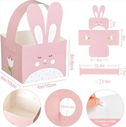 Size - The capacity of the paper box is 10 X 10 X 8cm/4 X 4 X 3inch (excluding handle and rabbit ears), with handle buckle, easy to carry and assemble.
Wide application - Suitable for Easter parties, bunny parties, birthday parties, school handcraft lessons, baking, Easter egg hunting games, etc. It is a special Easter gift box and decorations for your family and friends. Rabbit Expressions, Easter Treat Boxes, Rabbit Paper, Easter Treat Box, Creative Easter Baskets, Rabbit Tail, Easter Gift Boxes, Rabbit Shape, Easter Arts And Crafts