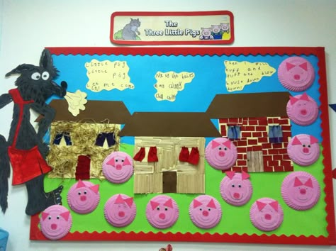 Three Little Pigs traditional tales display for Year 1 classroom Traditional Tales Display, Three Little Pigs Eyfs, Three Little Pigs Art Preschool, The Three Little Pigs Activities, Three Little Pigs Activities, Three Little Pigs Story, Three Pigs, 3 Little Pigs, Fairy Tale Activities