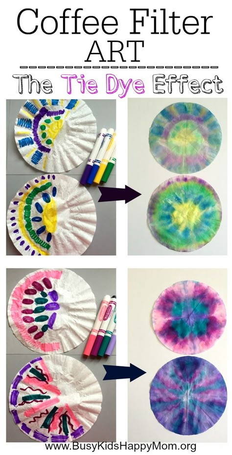 Looking for a easy fun craft for your kids or students? Learn how to make pretty tie-dye coffee filter art. Coffee Filter Art, Kraf Kertas, Coffee Filter Crafts, How To Tie Dye, Summer Craft, Coffee Filters, Fun Easy Crafts, Camping Crafts, Coffee Filter