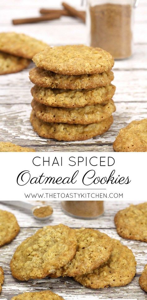 Oatmeal Chai Cookies, Chai Oatmeal Cookies, Oatmeal Spice Cookies, Chakra Foods, Chai Spice Cookies, Cookie Perfection, Spiced Oatmeal, Chai Cookies, 2 Ingredient Cookies