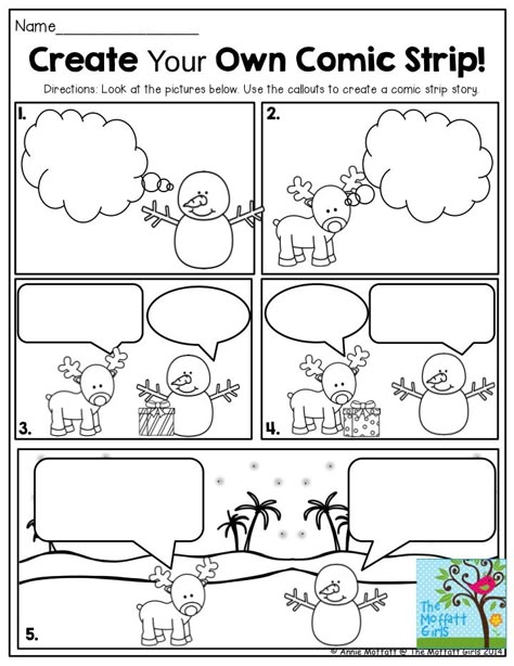 Create Your Own Comic Strip! This is such a FUN way to get second grade students writing creatively! Create Your Own Comic, School Libraries, 2nd Grade Writing, Preschool Bulletin, Christmas Comics, Christmas Writing, Book Displays, 1st Grade Writing, First Grade Writing