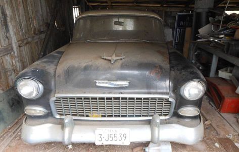 Grandma’s Tri-Five: 1955 Chevrolet Bel Air #BarnFinds #Chevrolet, #Survivor - https://barnfinds.com/grandmas-tri-five-1955-chevrolet-bel-air/ 1956 Buick, Junkyard Cars, Barn Find Cars, 1955 Chevy Bel Air, Abandoned Vehicles, Classic Cars Chevy, Car Barn, 1955 Chevy, Classic Chevrolet