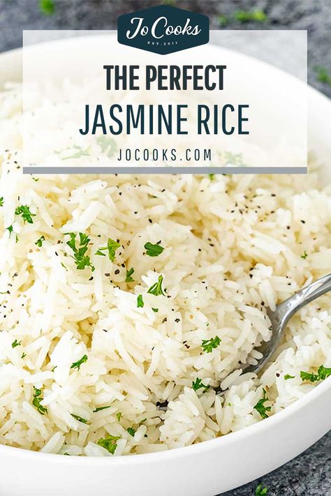 Perfect Jasmine Rice, Rice Recipes Side, Rice In The Oven, Jasmine Rice Recipes, Rice Side Dish Recipes, Art Of Cooking, Jo Cooks, Rice Side, Rice Side Dishes