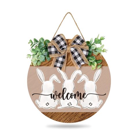 Easter Wood Signs, Fall Floral Decor, Easter Door Decor, Wood Wreath, Wooden Door Signs, Wooden Wreaths, Artificial Wreath, Bunny Wreath, Spring Holidays