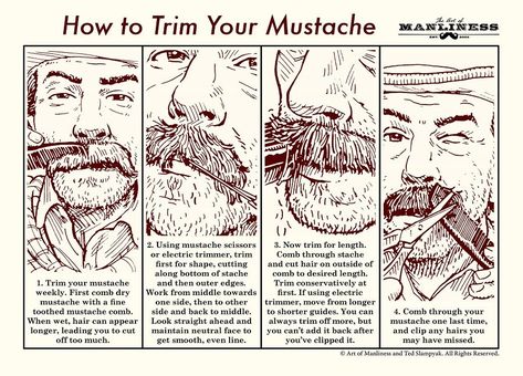 How to Trim Your Mustache Dapper Outfit, Art Of Manliness, Inspirational Books To Read, Inspirational Books, Facial Hair, Beards, Men's Style, Facial, Trim