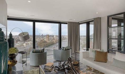 Striking Riverside Apartment In Exclusive In London, England, United Kingdom For Sale (14085428) Private Cinema, River Thames London, Riverside Apartment, David Walker, Bowling Games, Modern Pools, Outdoor Balcony, Apartment For Sale, En Suite Bathroom