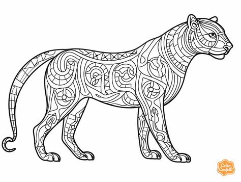 illustration of Intricate panther coloring activity Super Hero Training, Coloring Page For Adults, Year Book, Coloring Activity, Safari Adventure, Animal Activities, Color Images, Into The Wild, Big Cat