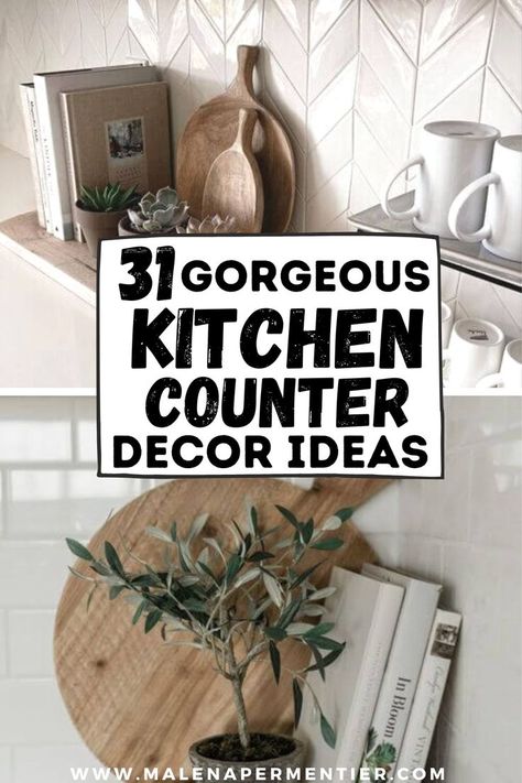 kitchen counter decor ideas Modern Kitchen Counter Decor Ideas, Small Kitchen Island Decor, Modern Kitchen Counter Decor, Kitchen Counter Styling Ideas, Farmhouse Kitchen Counter Decor, Kitchen Counter Ideas, How To Decorate Kitchen Counters, Kitchen Counter Decor Ideas, Counter Styling