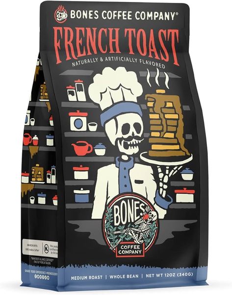 Bones Coffee Company Army Of Dark Chocolate Flavored Coffee Ground Coffee Beans | 12 oz Dark Roast Arabica Low Acid Coffee | Gourmet Coffee Gifts & Beverages (Ground) : Amazon.ca: Grocery & Gourmet Food Bones Coffee, Low Acid Coffee, French Toast Breakfast, Arabica Coffee Beans, Flavored Coffee, Ground Coffee Beans, Medium Roast Coffee, Coffee Crafts, Gourmet Coffee