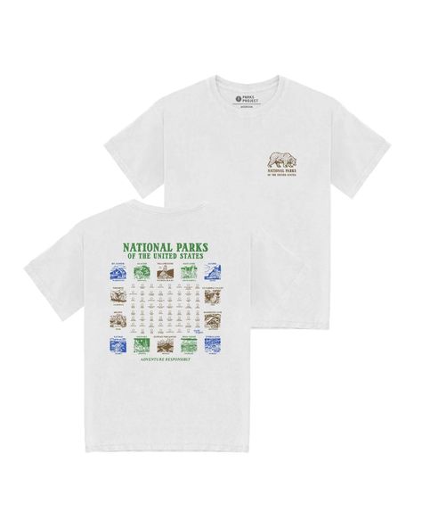 Parks Project | National Parks Pictograms Tee | National Park Tee National Park Tshirt, Parks Project, Window Shopping, Active Wear Tops, Vintage Looks, Cotton Shirt, National Park, National Parks, Active Wear