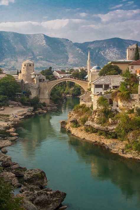 Stari Most bridge in Bosnia & Herzegovina Mostar Bosnia, Balkans Travel, World Of Wanderlust, Bosnia Herzegovina, Old Bridge, Beautiful Places To Visit, Macedonia, European Travel, Travel Stories