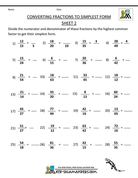 simplify fraction converting fractions to simplest form 2 Fractions Worksheets Grade 5, Mixed Fractions Worksheets, Simplest Form Fractions, Writing Fractions, Converting Fractions, Maths Worksheet, Fraction Word Problems, Simplifying Fractions, Subtracting Fractions