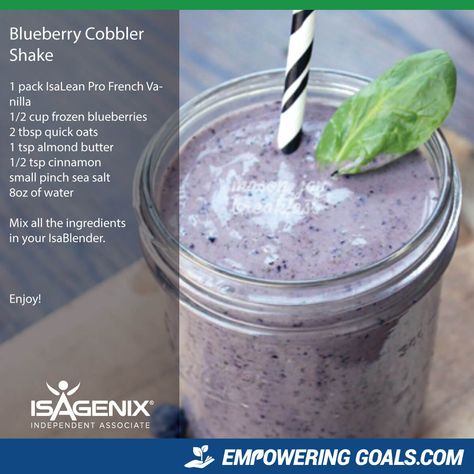 Pure Protein Recipes, Isagenix Meal Plan, Cleanse Meals, Blueberry Shake, Isagenix Shake Recipes, Isagenix Snacks, Healthy Morning Smoothies, Isagenix Recipes, Isagenix Shakes