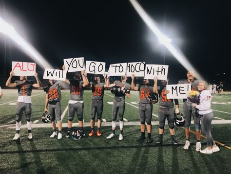 Hoco Proposals Ideas Football For Her, Football And Cheerleader Hoco Proposal, High School Homecoming Aesthetic, Soccer Homecoming Proposals, Hoco Proposals Ideas Soccer, Banquet Proposals, Football Hoco Proposal For Guys, Hoco Proposals Ideas Football, Guy Graduation Party Ideas