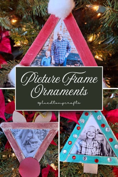 THREE Popsicle Stick Christmas Picture Frame Craft Ideas - Glued To My Crafts Christmas Crafts For Kids To Make To Give To Parents, Diy Christmas Ornaments With Pictures Popsicle Sticks, Diy Kids Picture Frames, Diy Popsicle Stick Ornaments, Popsicle Stick Picture Frame For Kids, Diy Christmas Frames, Picture Frame Crafts For Kids, Diy Christmas Picture Frames, Frame Craft Ideas