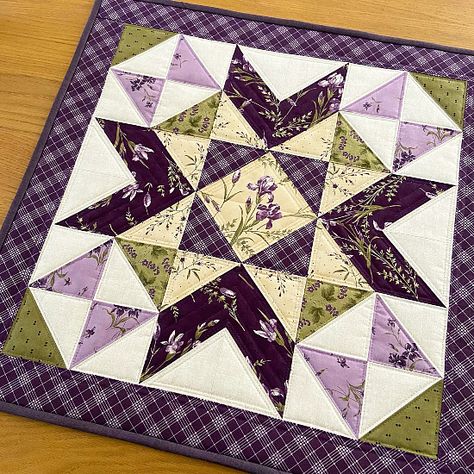 Make a Lovely Table Topper from One Large Block - Quilting Digest Hanging Lavender, Stars Table Topper, Missouri Star Quilt Company Tutorials, Star Patchwork, Table Topper Patterns, Quilted Table Topper, Quilted Wall Hanging, Missouri Star Quilt Company, Quilted Table Runners Patterns