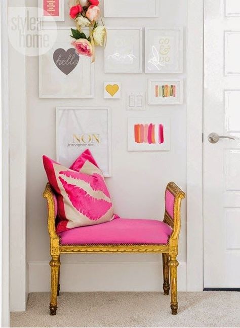 Pink Hot Pink Furniture, Pink Furniture, Deco Rose, Pink Chair, Design Del Prodotto, Interiors Design, Decoration Inspiration, Style At Home, Home Fashion