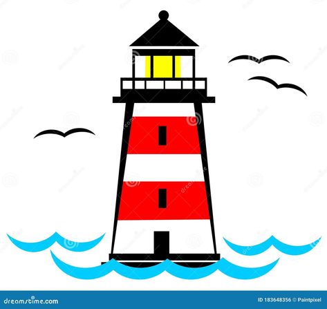 Red and White Lighthouse Clipart Stock Vector - Illustration of base, maritime: 183648356 Red And White Lighthouse, Lighthouse Clipart, Lighthouse Drawing, White Lighthouse, Digital Planning, Doodle Sketch, Background Illustration, Painted Rock, Ceramic Painting