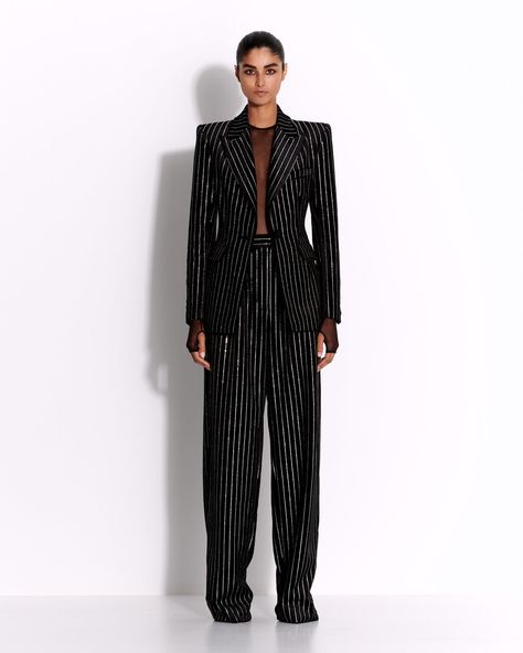 Blazers & Coats – Alex Perry Pant Suit Women, Work Wear Jacket, Pinstriping Designs, Sophisticated Aesthetic, Fall Pants, Velvet Texture, Alex Perry, Single Button Blazer, Suit Women