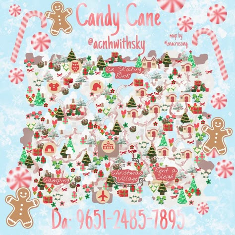 Acnh Christmas Island, Acnh Christmas Code, Kawaii Island, Candy Core, Acnh Christmas, Dream Code, Map Layout, Animals Crossing, Animal Crossing Guide