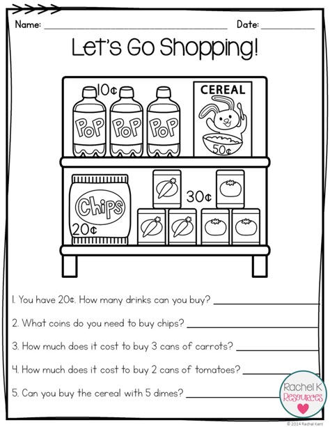 Students can practice identifying, counting, adding, drawing, and more with coins! Word problems are also included! Money Activities For Kids, Kindergarten Money, Money Word Problems, Teaching Money, Money Activities, Money Math, Money Worksheets, Counting Money, 2nd Grade Math Worksheets