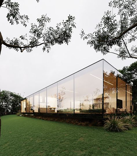 THE MIRROR HOUSE on Behance Glass Walkway, Australia House, Rich Living, Minimal Architecture, Mirror House, Minimal House Design, Clinic Design, Floor To Ceiling, Home Building Design