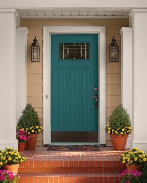 Teal front door