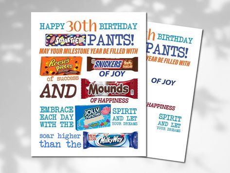 30th Birthday Candy Poster Printable Party Decor Candy Gram Sign 30th Birthday Ideas Candy Sign Funny Birthday Gift for Son Daughter Friend 40th Birthday Candy Poster, Birthday Chocolate Bar Card, Birthday Candy Grams, Birthday Candy Poster, Candy Poems, 30th Birthday Sign, Candy Bar Poster, Candy Messages, Nanny Ideas