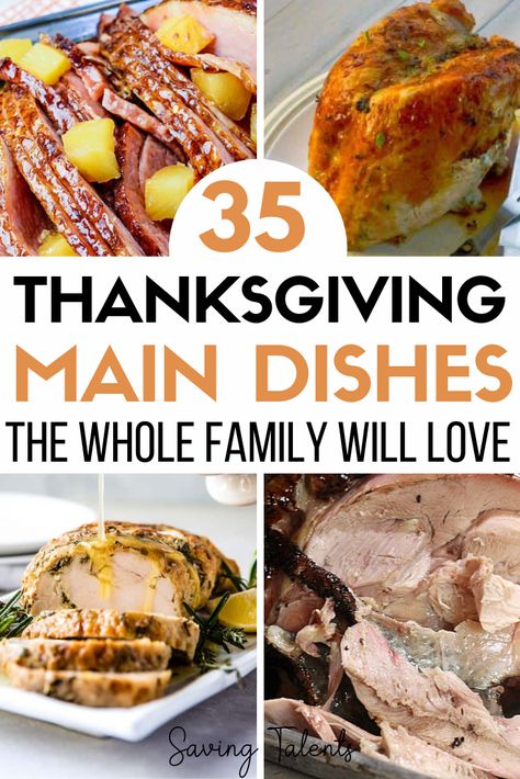 We've collected a bunch of recipes for main dishes that you can serve on Thanksgiving . There are also about a million and one ways to make turkey. #thanksgiving #thanksgivingrecipes Main Dishes For Thanksgiving Dinner, Thanksgiving Main Dishes Meat, Thanksgiving Recipes Main Dish, Meats For Thanksgiving Other Than Turkey, Thanksgiving Dinner Recipes Main Dishes, Meat For Thanksgiving Dinner, Thanksgiving Entrees Main Dishes, Thanksgiving Recipes Main Course, Thanksgiving Main Dishes Not Turkey