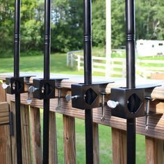 Sunnydaze Deck Clamp for Outdoor Torches - Set of 4 Add torches to your outdoor living space, even if your lawn is too small with a deck clamp. Featuring an all construction, this clamp also includes 2 screws for easy installation. One screw is used to secure the clamp to the deck railing, while the other keeps torch poles up to 1-inch diameter fastened to the clamp. Since the screws are already included with the clamp, there are no additional tools or hardware necessary for setup. Now you can a Hidden Deck Fasteners, Citronella Torches, Backyard Goals, Outdoor Torches, Deck Decor, Garden Remedies, Balcony Deck, Deck Railing, Balcony Railing