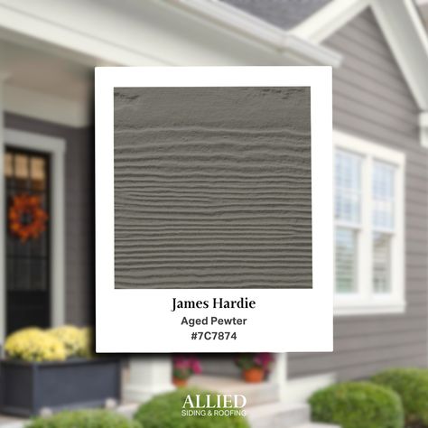 Aged Pewter is part of the James Hardie Statement Collection! This collection has 18 unique colors and multiple textures and designs to choose from. 

Visit our website to see more options: https://www.buildwithallied.com/services/siding/james-hardie-design James Hardie Siding Colors Ideas Home Exteriors, Aged Pewter Hardie Siding, Hardie Vertical Siding, James Hardie Siding Ideas, Hardie Siding Colors, James Hardie Siding Colors, James Hardie Siding, Hardie Siding, Fiber Cement Siding