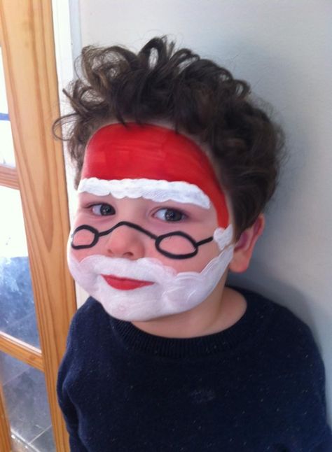 Santa Face Painting, Santa Claus Face Painting, Quick Christmas Face Painting, Christmas Kids Face Painting, Kids Christmas Face Paint, Simple Christmas Face Painting For Kids, Xmas Face Paint, Face Painting Ideas For Kids Christmas, Xmas Face Painting Kids