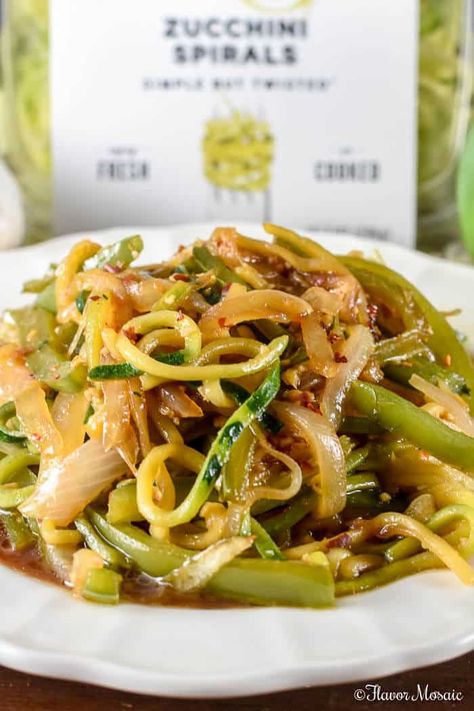 Stir Fry Zucchini Noodles, or zoodles, make a quick and easy low carb side dish that does not require a Spiralizer and is loaded with Asian-inspired flavor. #ad Zucchini Noodle Stir Fry, Stir Fry Zucchini, Stir Fry Zucchini Noodles, Zucchini Noodle Recipes Healthy, Spiral Vegetable Recipes, Veggie Noodles Recipes, Low Carb Side Dish, Sweet Potato Recipes Roasted, Low Carb Side