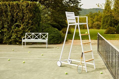 In reimagining a classic tennis token, the Dr. Johnson Tennis Umpire Chair pays tribute to a sporting icon and honors the brand’s 30th anniversary. Sports Girl, Chair Outdoor, Sports Room, Wood Stairs, Sports Hero, American Icons, Outdoor Chair, Tennis Balls, Us Open