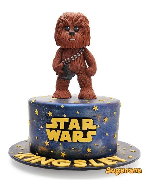 Adorable Chewbacca Cake Gumpaste Animals, Chewbacca Cake, Bebe Yoda, Star Wars Cake Toppers, Star Wars Birthday Cake, Movie Cakes, 13 Birthday Cake, Yoghurt Cake, Star Wars Cake