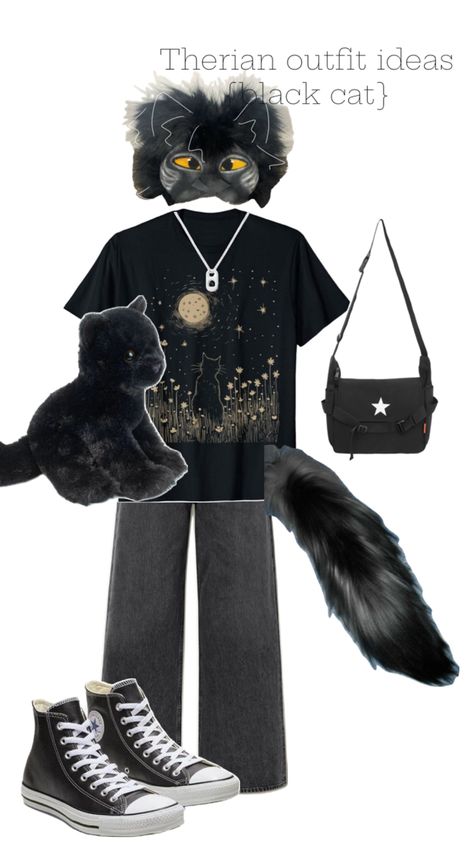 Therian Outfits Cat, Black Cat Therian, Therian Outfits, Cat Therian, Therian Stuff, Cat Black, Animal Masks, Black Panther, Outfit Idea