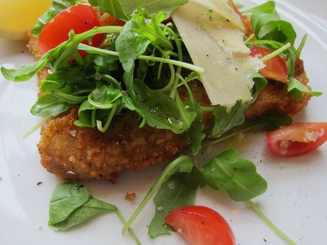 Veal Milanese, Chicken Milanese, Cherry Tomato Salad, Arugula Salad Recipes, Veal Recipes, Baby Arugula, Arugula Salad, Serious Eats, French Revolution