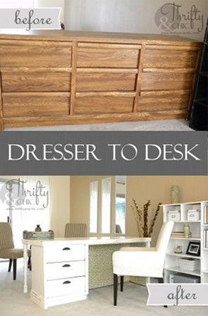 6 Practical Ideas to Repurpose Old Dressers Into New Furniture Dresser To Desk, Desk Makeover Diy, Casa Clean, Dressers Makeover, Desk Makeover, Diy Dresser, Furniture Rehab, Diy Desk, Furniture Redo