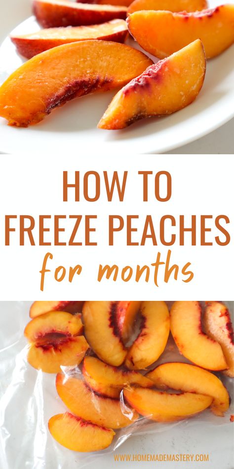 How To Freeze Peaches Easy, How To Freeze Peaches, Freezer Vegetables, Preserve Peaches, Freezing Food Guide, Freezing Peaches, Nectarine Recipes, Spiced Peaches, How To Peel Peaches