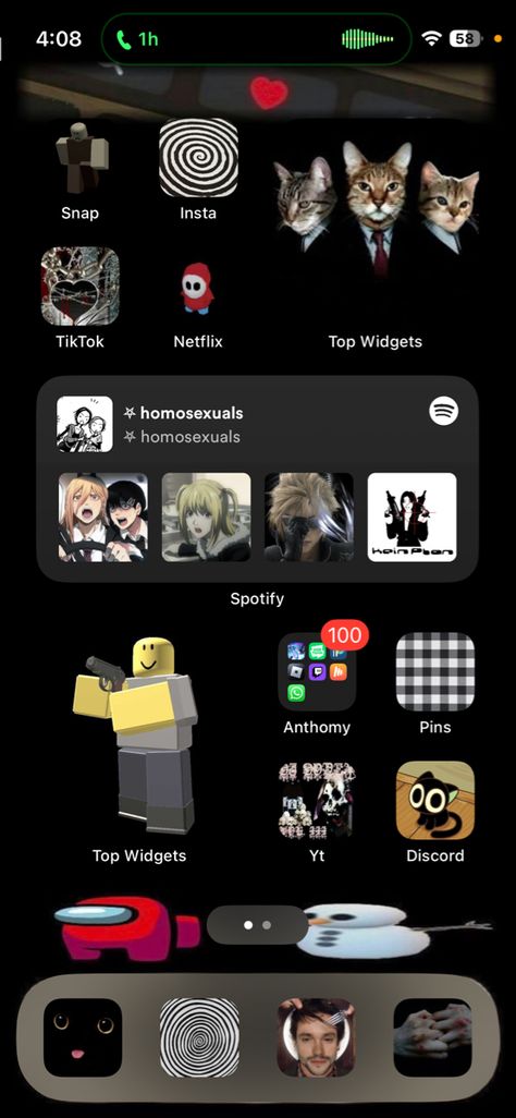 Themes Homescreen, Tomboy Homescreen, Let Me Decorate Your Phone, Now Playing Widget, Trashy Y2k Phone Layout, Y2k Phone Layout Ideas, Winamp Widget, Rockstar Phone Layout, Ios Wallpaper Layout