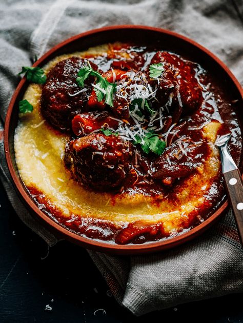 Recipes For Entertaining Main Dishes, Red Wine Meatballs, Italian Secondi Recipes, Coq Au Vin Meatballs, Elegant Dinner Recipes, Braised Meat Recipes, Braised Meatballs, Chicken Dinner Party Recipes, Cheese Meatballs