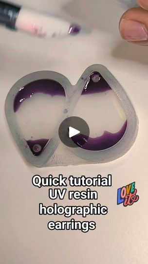 1.1K views | Quick uv resin tutorial of making holographic earrings | SV Epoxy Design Uv Resin Hacks, Uv Resin Tutorial Videos, Uv Resin Jewelry Tutorials, Uv Resin Jewelry Ideas, Diy Resin Stud Earrings, Uv Resin Tutorial, Resin Earrings Ideas, Holographic Earrings, Uv Resin Earrings