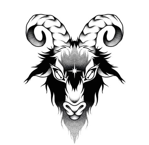 Goat With Horns Tattoo, American Traditional Goat, Goat Traditional Tattoo, Traditional Goat Tattoo, Black Goat Tattoo, Goat Tattoo Design, Goat Head Tattoo, Goat Tattoo, Medium Tattoos