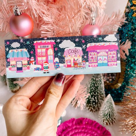 The design for this bookmark was illustrated by me and inspired by my love for books! The illustration is then printed and made into this beautiful bookmark! ✦ DETAILS ✦• Size: 2" x 6"• Material: Heavyweight Matte Cardstock (Not Laminated)• Blank on the back Copyright ©2021 Emily Cromwell Designs Christmas Bookshelf, Christmas Bookmark, Christmas Card Illustration, Christmas Bookmarks, Lovers Lane, Creative Bookmarks, Pinterest Diy Crafts, Id Design, Bookmarks Handmade