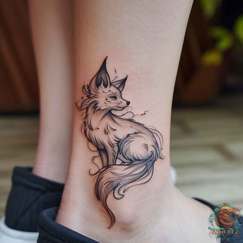 Wolf Tattos, Fox Tattoo Sketch, Men Henna Tattoo, Fox Sketch, Fox Tattoo Design, Small Dragon Tattoos, Simple Tattoos For Women, Heart Temporary Tattoos, Virgo Tattoo