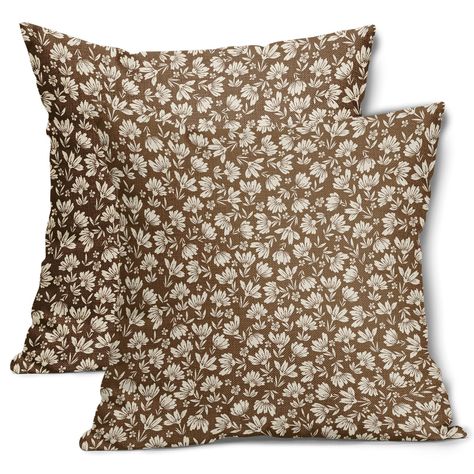 PRICES MAY VARY. Linen ★【Size】:20x20 inches,50x50cm,NOTE:ONLY 2 Brown floral pillow covers contained,inserts NOT included. ★【HIGH-QUALITY FABRICS】:Spring Daisy Floral throw pillows with Brown Blue Vintage Flowers design are made of high quality cotton linen, which has an invisible zipper, double-sided printing, vibrant and cuteness design.The daisy flower pillow cases are comfortable and friendly to your skin or pets. no fading or abrasion, can be used outdoors. ★【EXCELLENT DESIGN】:The vintage f Linen Throw Pillows, Floral Pillow Covers, Porch Bed, Bed Cushion, Block Printed Pillows, 2 Block, Bed Cushions, Flower Throw Pillows, Floral Pillow Cover