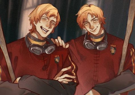 George Weasley Fan Art, Weasley Twins Fanart, Weasley Sweater, Sweater Ornaments, Fred And George, Harry Potter Feels, Fred And George Weasley, Harry Potter Artwork, Weasley Twins