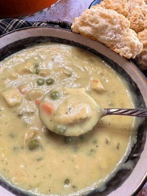 Creamy Chicken Pot Pie Soup, My Country Table, Creamy Chicken Pot Pie, Chicken Pot Pie Soup, Pot Pie Soup, Dinner Sandwiches, Country Table, Comfort Soup, Chicken Pot