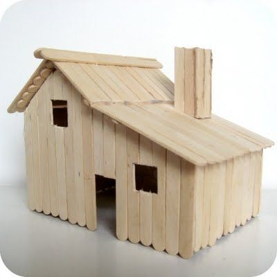 . Popsicle House, Stick House, Popsicle Stick Crafts House, Popsicle Stick Houses, Paddle Pop, Diy Popsicle, Popsicle Crafts, Pop Stick, Little House On The Prairie