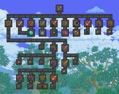 Terraria Crafting Guide, Terraria Furniture Ideas, Terraria Base Ideas Simple, Terraria Crafting Station, Terraria Npc Guide, Terraria Crafting Room, Terraria Storage Room Ideas, Terraria Crafting Recipes, Terraria Storage Room